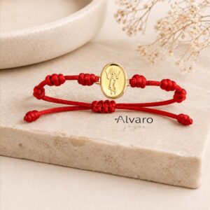Pulsera de Protección 7 nudos con Divino Niño Jesús de Oro 18kt